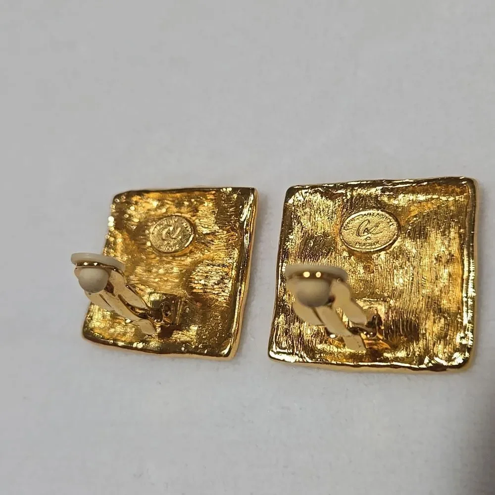 Christian Lacroix Resin & Crystal Floral Clip-on Earrings
